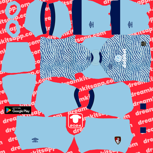 Kit AFC Bournemouth / Premier League 2023-2024 Visitante Dream League Soccer