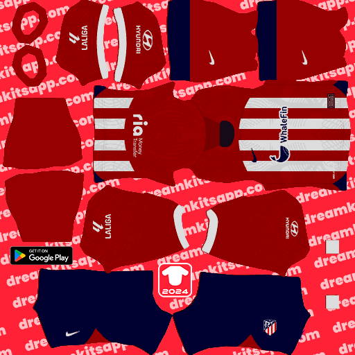 Home Kit Atletico de Madrid / LaLiga EA Sports 2023-2024 Dream League Soccer