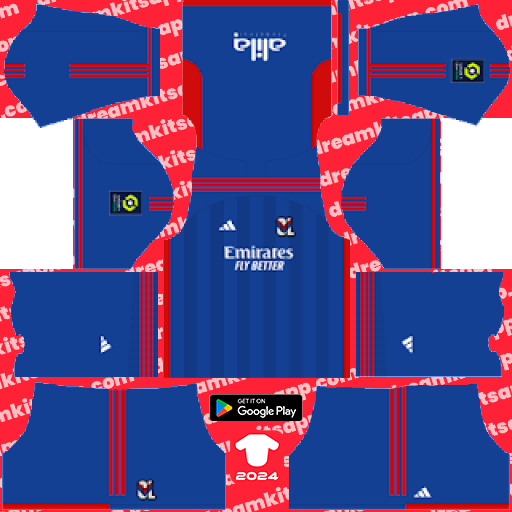 Kit Lyon / Ligue 1 2023-2024 Visitante Dream League Soccer