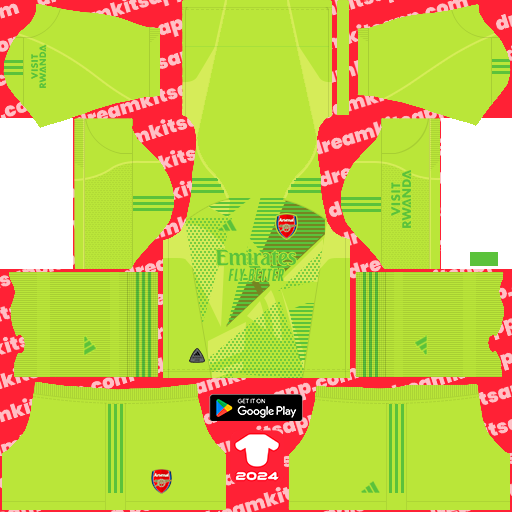 Kit Arsenal / Premier League 2024-2025 GK Visitante Dream League Soccer
