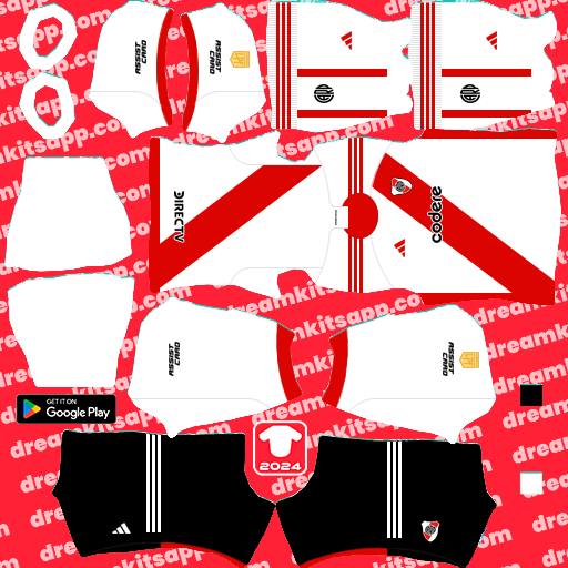 Home Kit River Plate / Liga Argentina 2024 Dream League Soccer