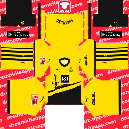 Home Kit Borussia Dortmund / Bundesliga 2023-2024 Dream League Soccer