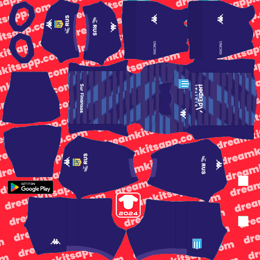 GK Home Kit Racing Club / Liga Argentina 2024 Dream League Soccer