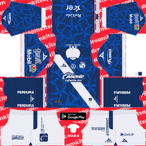 Kit Club Puebla / Liga MX 2023-2024 Visitante Dream League Soccer