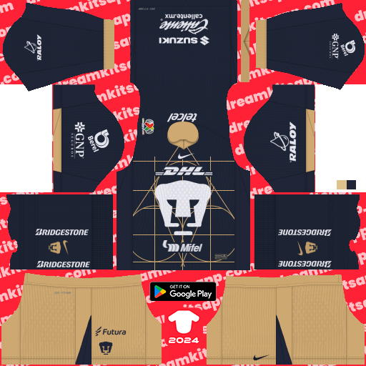 Kit Pumas / Liga MX 2024-2025 Visitante Dream League Soccer