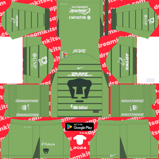 Kit Pumas / Liga MX 2024-2025 GK Visitante Dream League Soccer