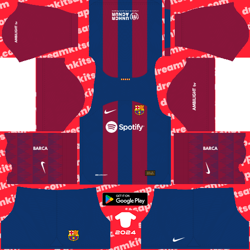 Home Kit Barcelona / LaLiga EA Sports 2023-2024 Dream League Soccer