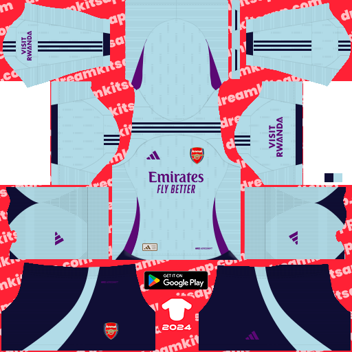 Kit Arsenal / Premier League 2024-2025 Tercero Dream League Soccer
