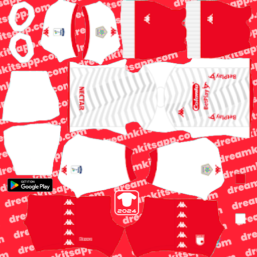 Kit Independiente Santa Fe / Liga BetPlay 2023 Visitante Dream League Soccer