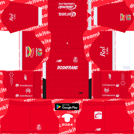 Home Kit Deportivo Toluca FC / Liga MX 2024-2025 Dream League Soccer